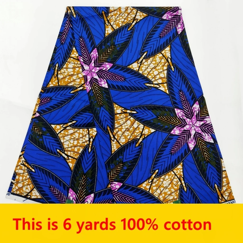 African Wax Fabrics Ankara Print Fabric 6 Yards/lot Fashion Nigeria Batik 100% Cotton Guaranteed Real Ghana Wax Style For Sewing