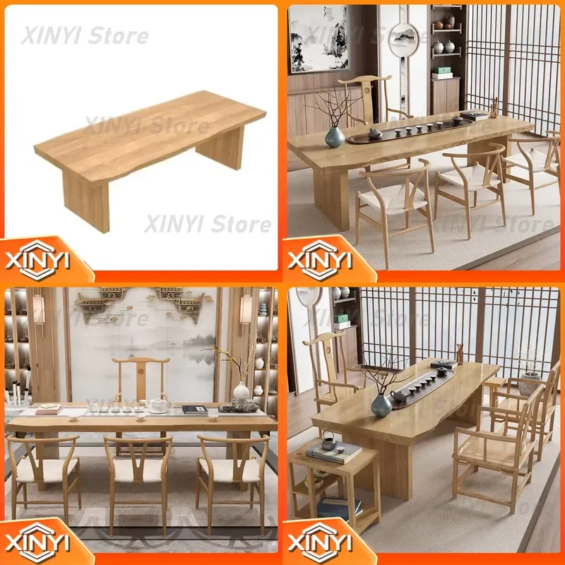 New Chinese Style All-Solid Wood Coffee Table for Tea Art Furniture Set Log Tea Table and Chair Combination for Kung Fu Tea