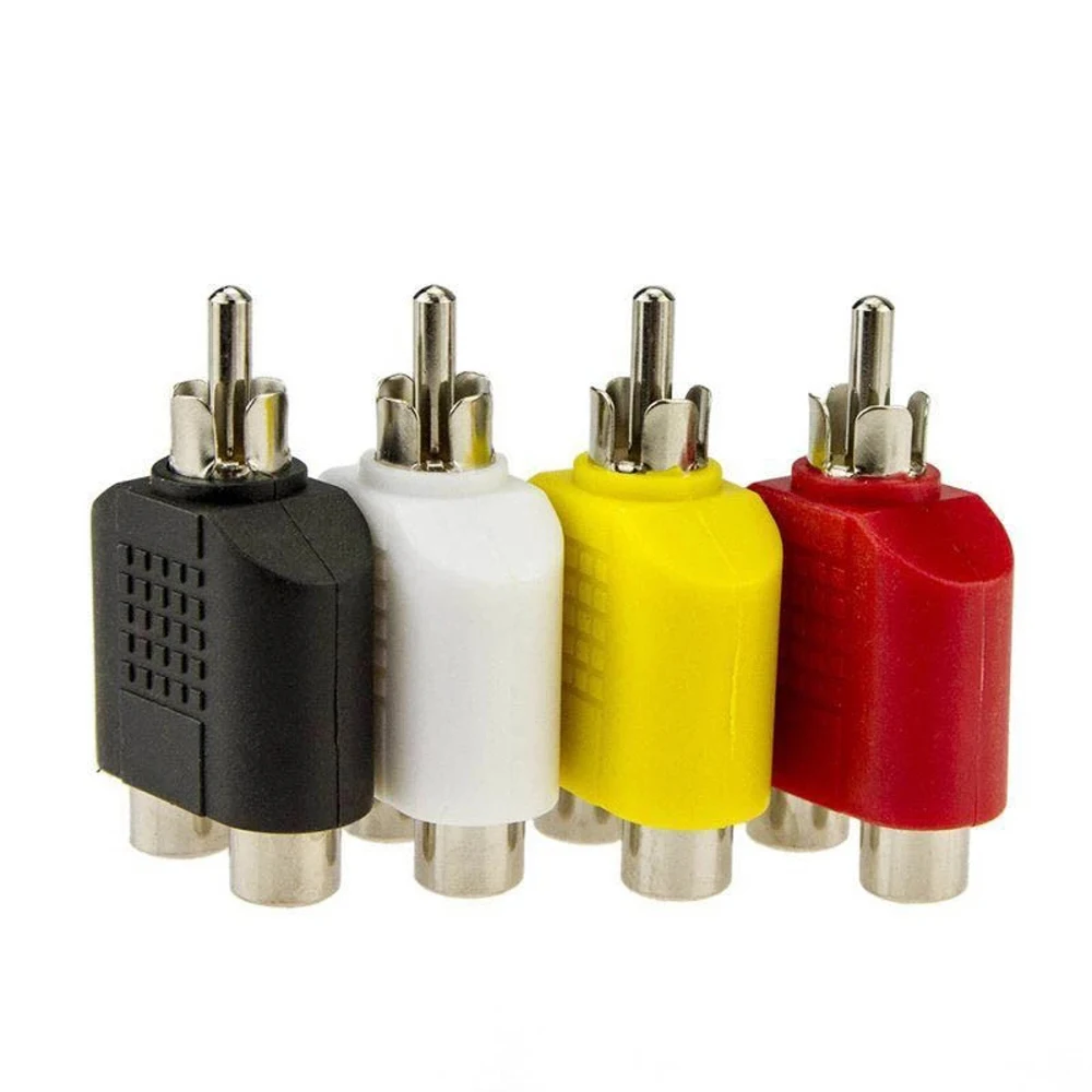 DIY Converter Plug Male to Female Audio Converter RCA to 2 RCA Audio Adapter Connectors Plugs Audio Cable Y Adapter