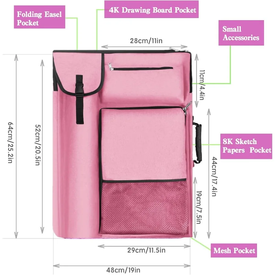 Tas Portofolio Seni 18 x 24 Inci dengan Tali Ransel yang Dapat Disesuaikan dan Tas Jinjing untuk Melindungi Karya Seni Ukuran Sedang Portabel Seni S