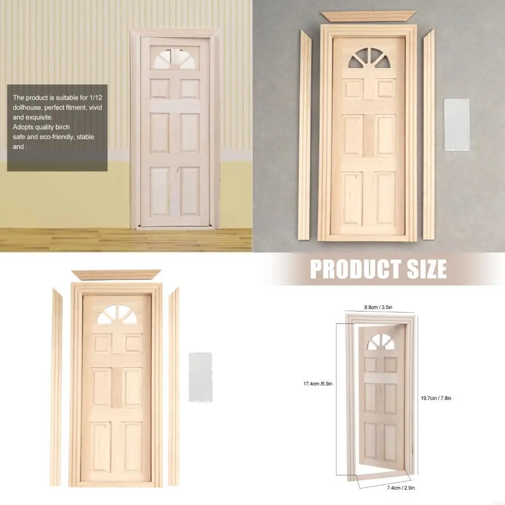 

Antique Miniature Door With Embossed Pattern Farmhouse Styles Unpainted Door 1/12 Doll House Scene Decoration