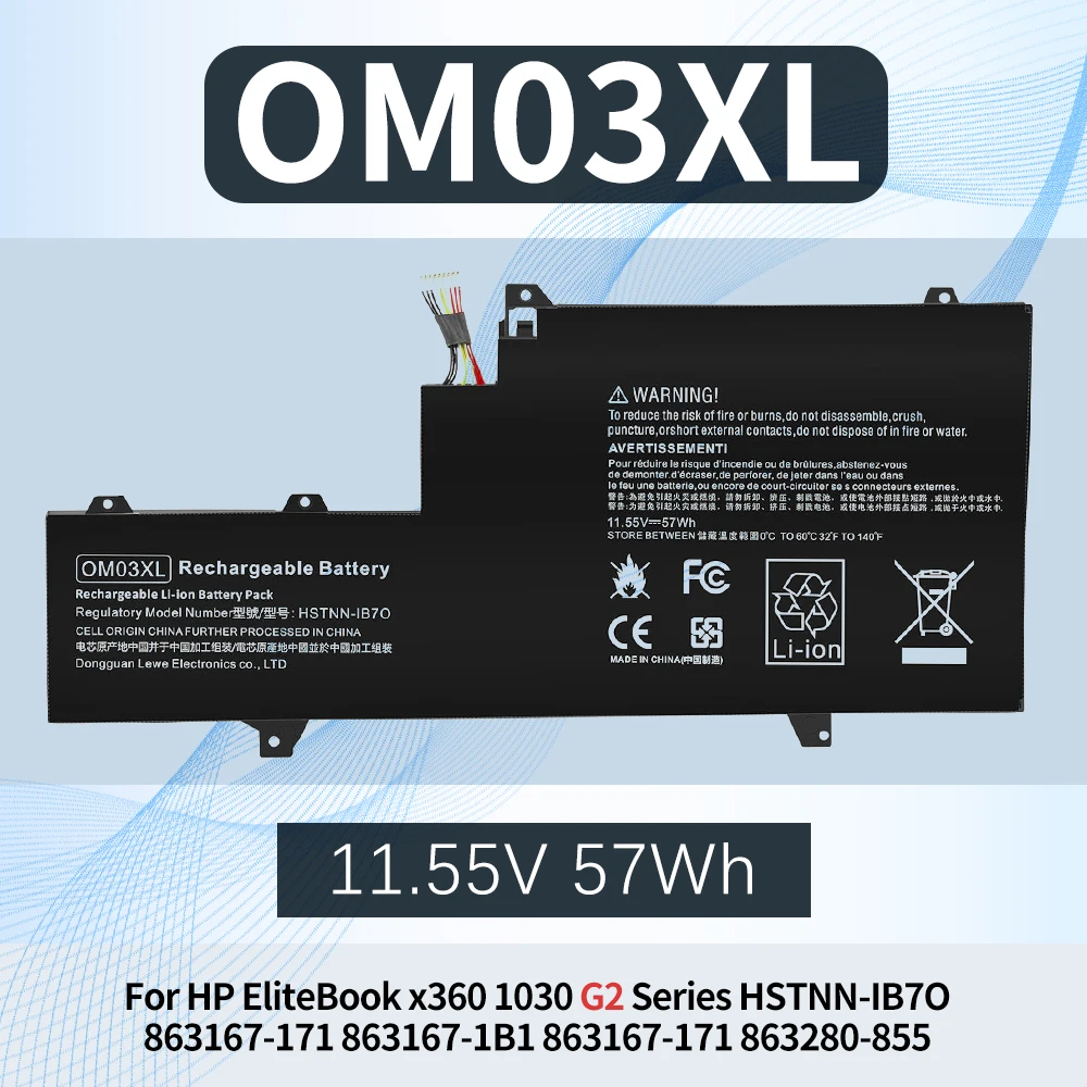 

OM03XL HSTNN-IB7O 863167-171 Battery For HP EliteBook x360 1030 G2 0M03XL 863167-1B1 863167-171 863280-855 HSN-I04C HSTNN-IB70