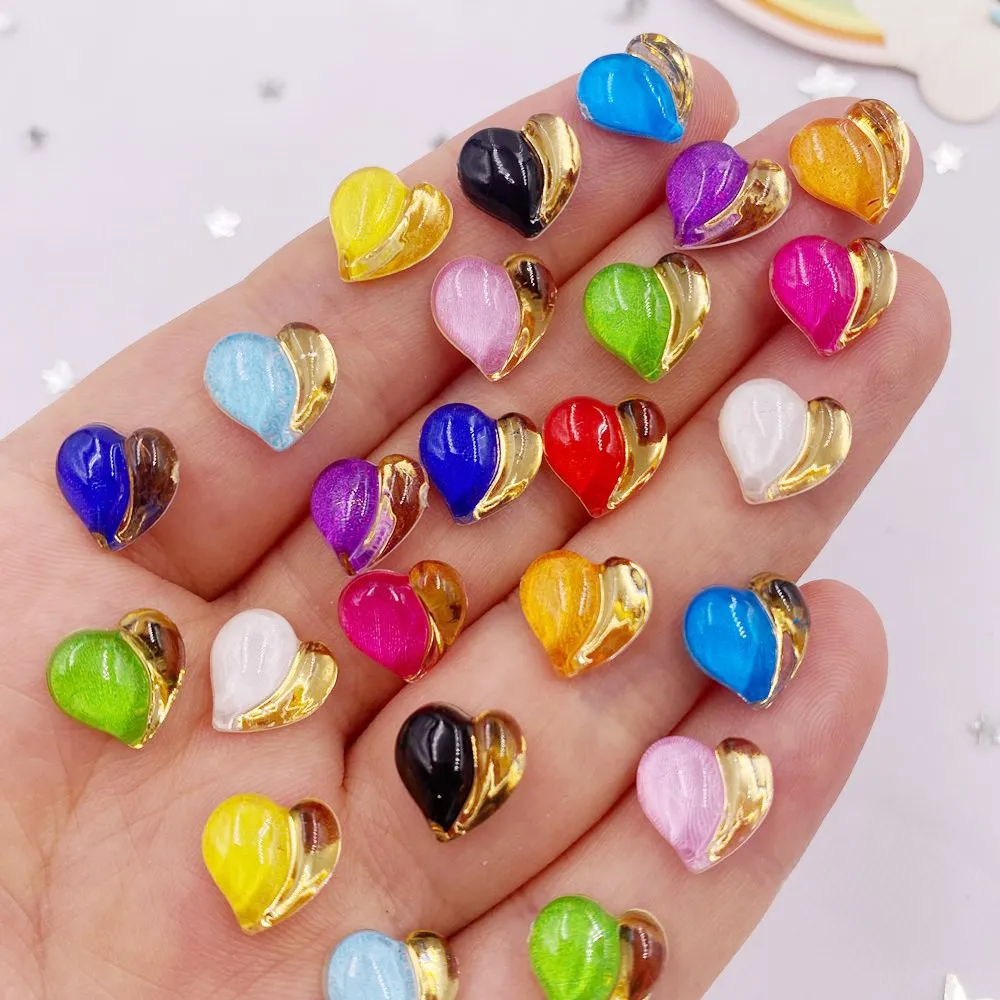 50pcs Resin Cute Colorful 10mm Phnom Penh Love Heart Crystal Gem Flatback Rhinestone Applique DIY Wedding Scrapbook Nails Craft