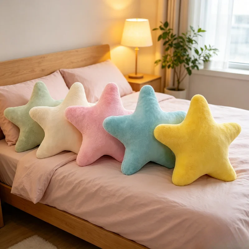 

40cm Star Shaped Soft Plush Throw Pillow, Decorative Cute Cushion for Bedroom & Living Room
