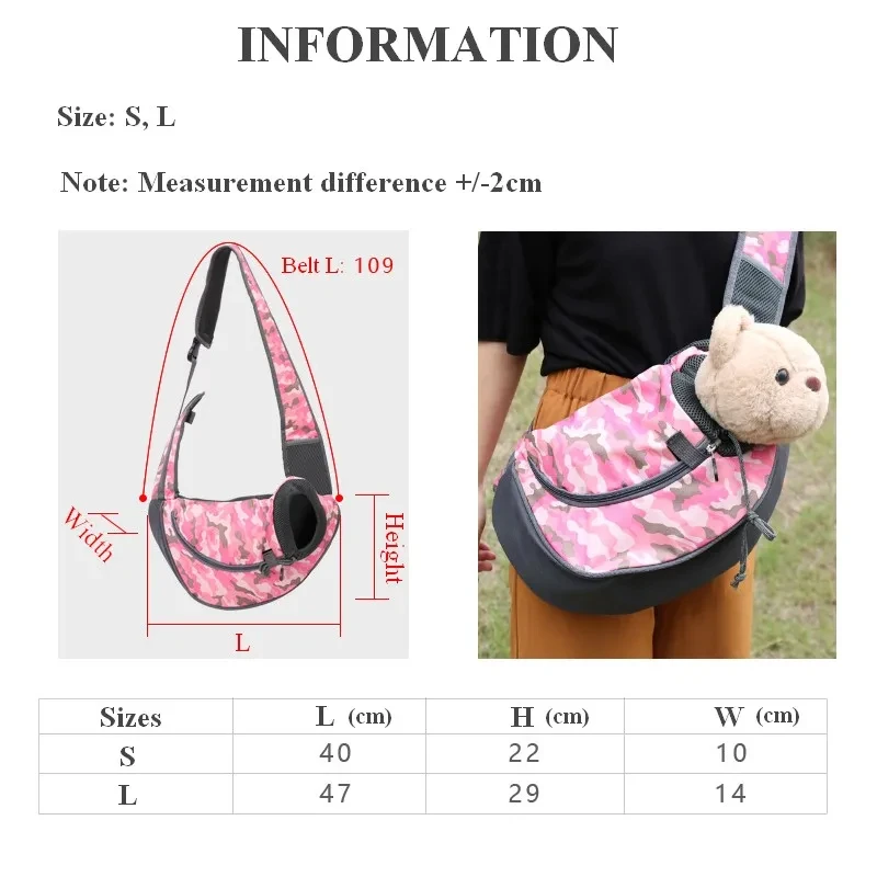 Pet Sling Puppy Dog Cat Sling Carrier Bag Hands Free With Adjustable Padded Strap Front Pouch Single Shoulder Bag Carrying Tote