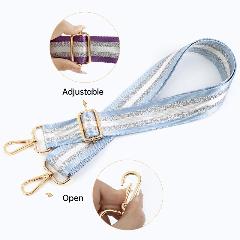 Deepeel 3,8 cm Damen-Taschenriemen, Farbe Silber, Seide, 80–130 cm, verstellbare Träger, One-Shoulder-Crossbody-Ersatztaschen-Zubehör – Detail 5