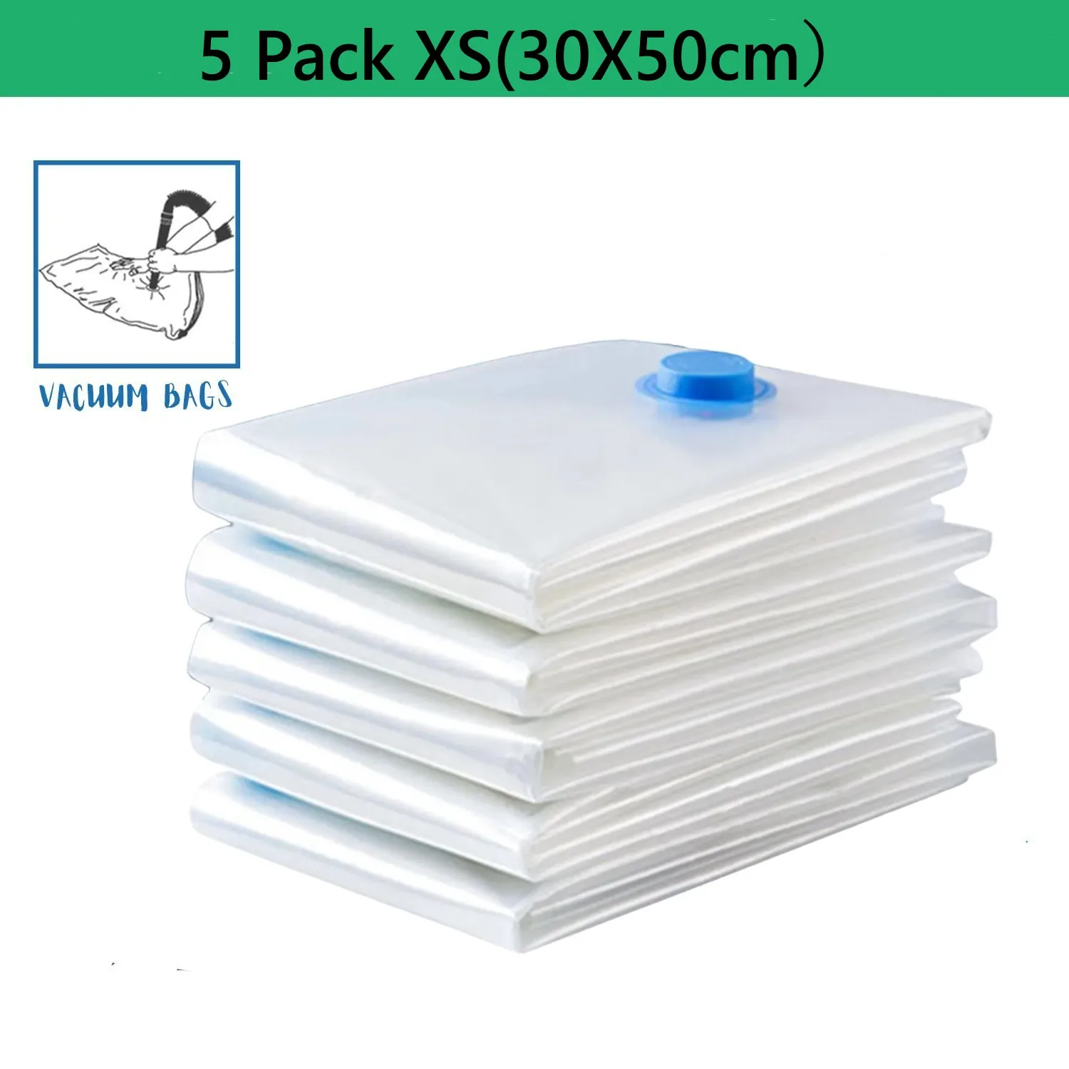 5-pack vacuümopbergzakken, ruimtebesparende zakken compressie voor dekbedden en dekens, sealer kleding reisverpakking organisator