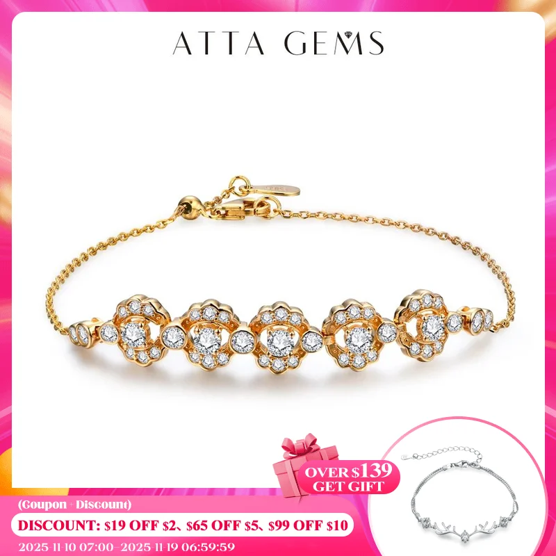 

ATTAGEMS Real D Color Full Moissanite Bracelet for Women S925 Sterling Silver Au585 Solid Gold Engagement Fine Jewelry Wholesale