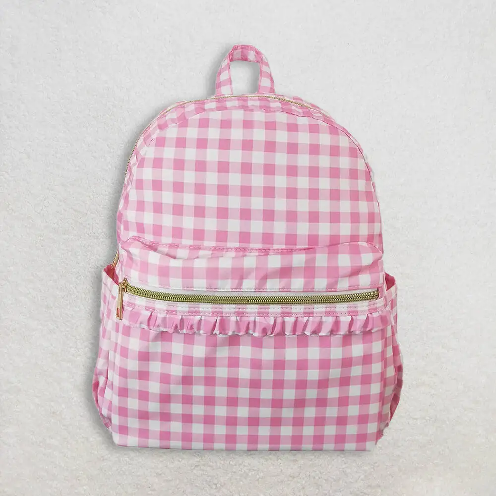 

Pink Plaid Kids Girls Backpack for Back to School Adjustable Straps Cute And Fashionable Girls' Bookbag10*13.9*4 inches
