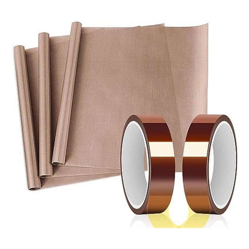 PTFE Sheet 16 X 20Inch And 2 Rolls 20Mm X 33M Heat Tape For Sublimation,Heat Resistant Tape For Heat Press Transfer Durable