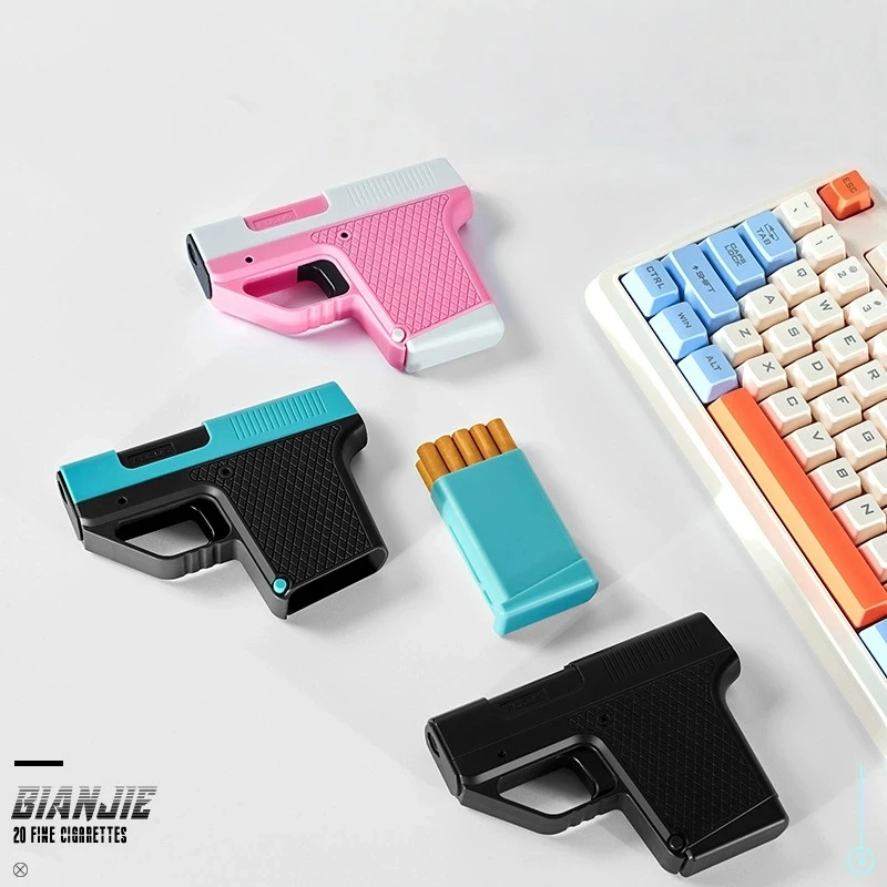 New Multifunctional Cigarette Box Gun Shaped Lighter Windproof Inflatable Universal Thick and Thin Cigarette Box Outdoor Lighter