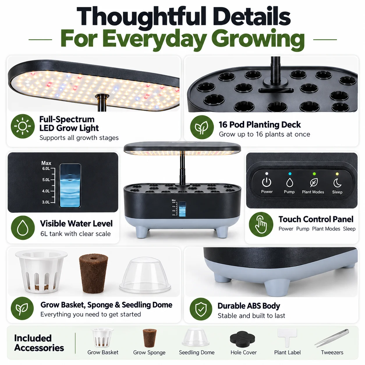 AOLIVIYA 16 Pod Hydroponisch K - Indoor Herb Garden Grow Light Smart Kit recensie en prijs