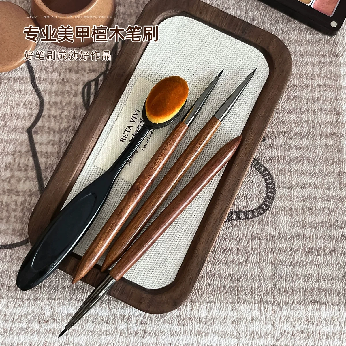 Professional Sandalwood Nail Gel Brush UV Polish Painting Pen Nail Art Drawing Brush Manicur Tool For Salon