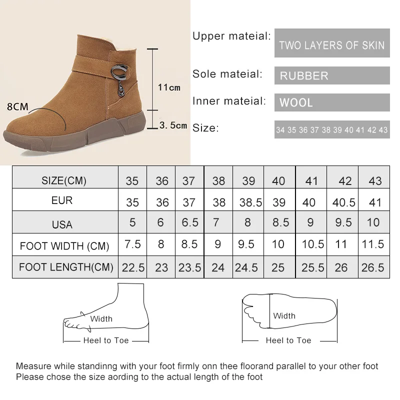 AIYUQI Women Snow Boots Genuine Leather 2025 New Winter Shoe Boots Women Casual Natural Wool Wedge Women Ankle Boots