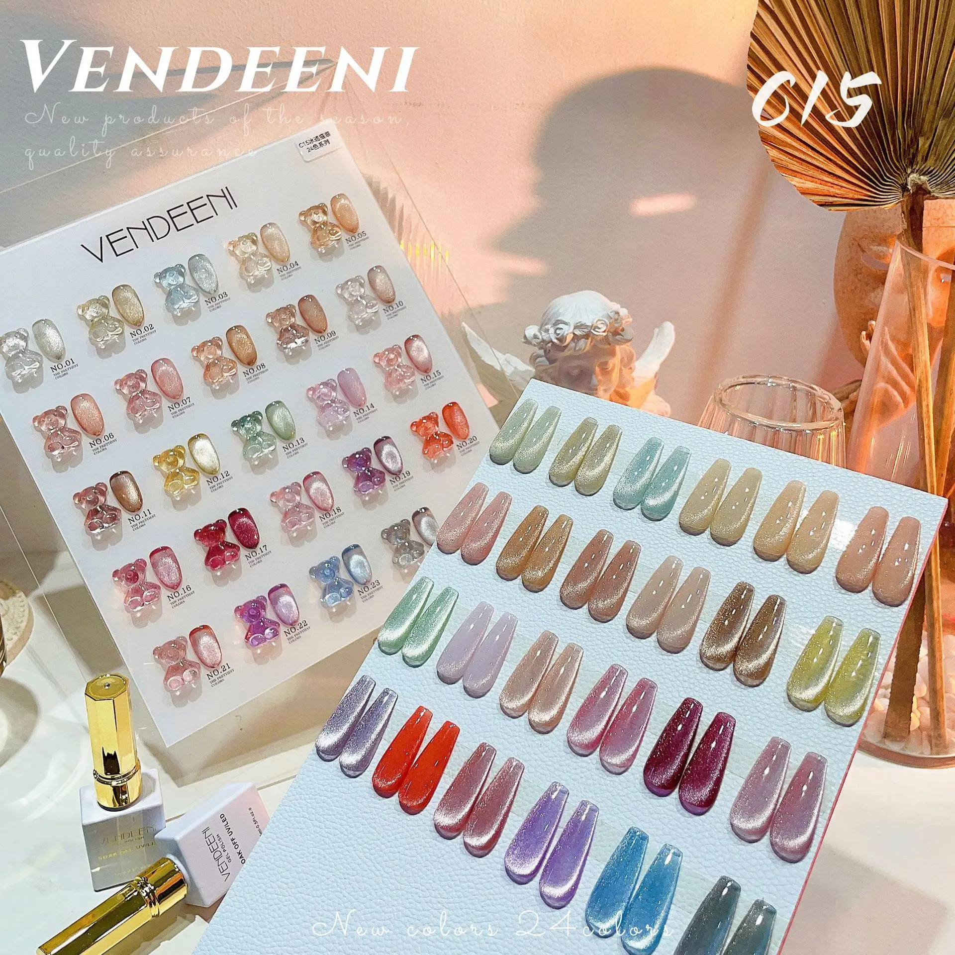 

Vendeeni 24 Colors Transparent Cat Eye Gel Nail Polish Jelly Crystal UV Soak Off Gel Varnish Magnetic Nail Art Gel Lacquer 15ml