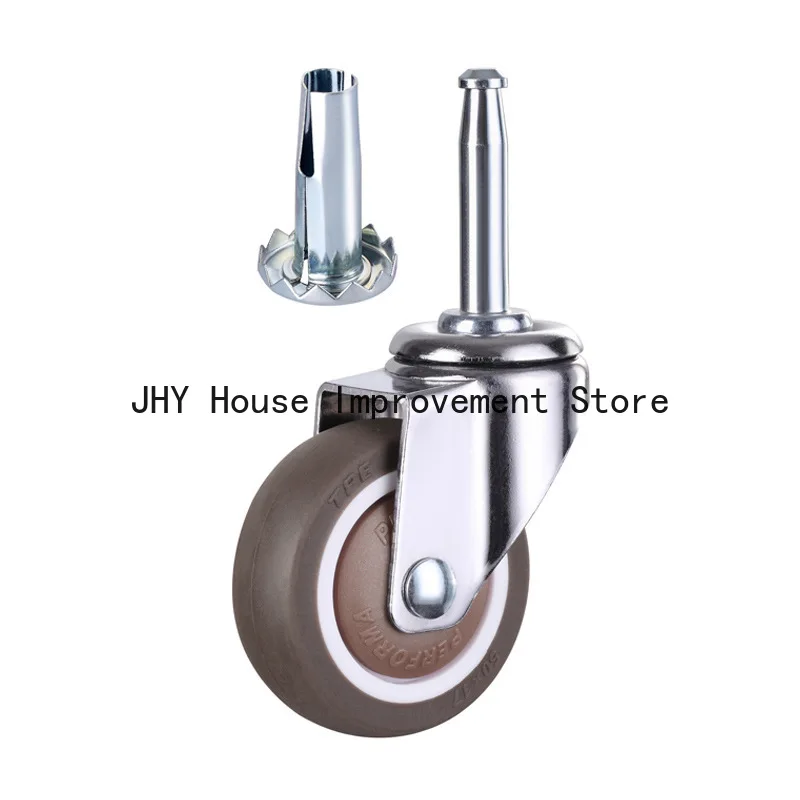 4Pcs Swivel Rubber Caster Durable Industrial Castors, M12x60mm Threaded Stem Locking Casters for Furniture Shelving Carts