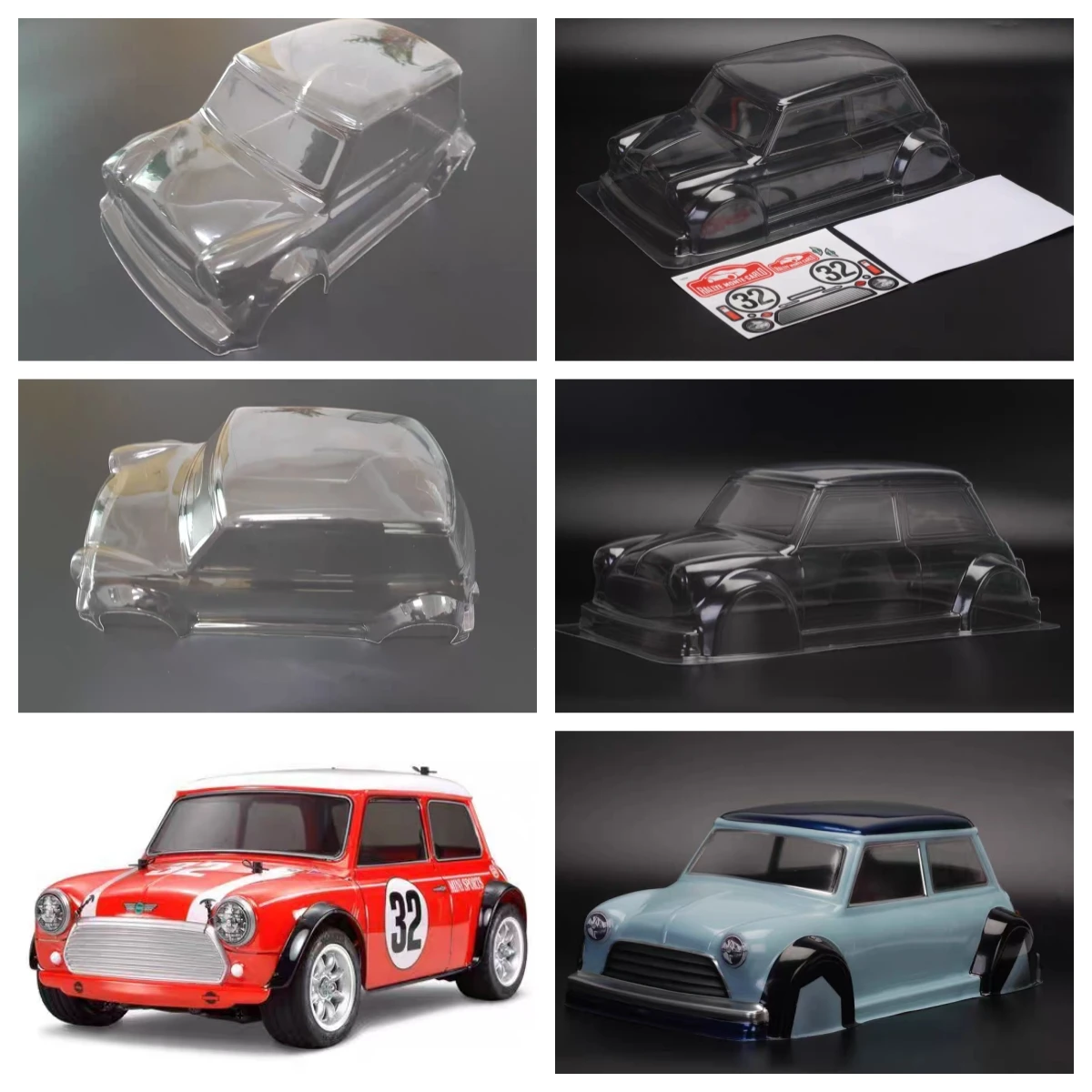 

210mm/225mm wheelbase Chassis Mini Cooper Clear Lexan Car Body shell for 1/10 Mini Chassis Tamiya M-Chassis M03 Carten M210