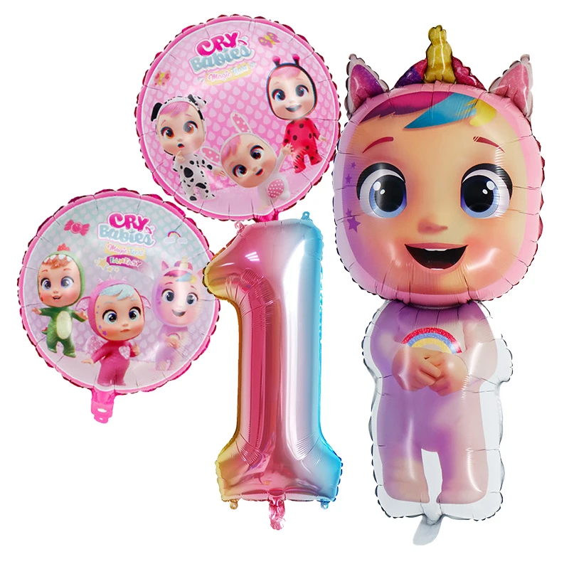 

Crying Babies Birthday Balloons Set Number Balloon Suit Foil Ballon Cartoon Birthday Party Supplies Decoration Baby Shower Gift