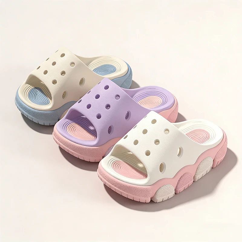 Kinder-Hausschuhe Modische Farbblockierte Jungen-Badezimmerpantoffeln 3-10 Jahre Alte Mädchen EVA-Hausschuhe DIY Schuh-Dekorationen – Detail 6