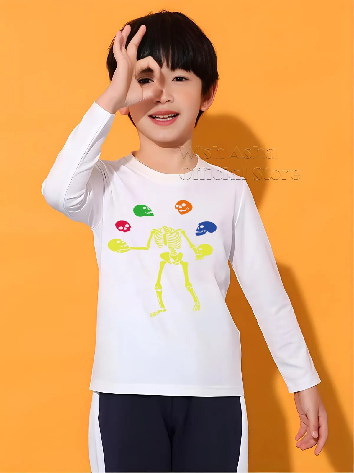 Wish Asha Children's T-Shirt Fashion 100% Cotton Boy T Shirt Girl Cartoon Skull Print Girl T-Shirt Top Boy Clothes 2-12Y