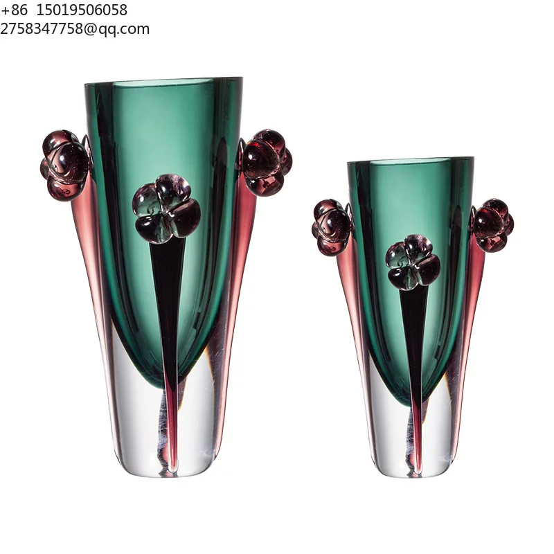 Modern Home Decorative Objects Handmade Glass Flower Vase Centerpiece for Living Room
