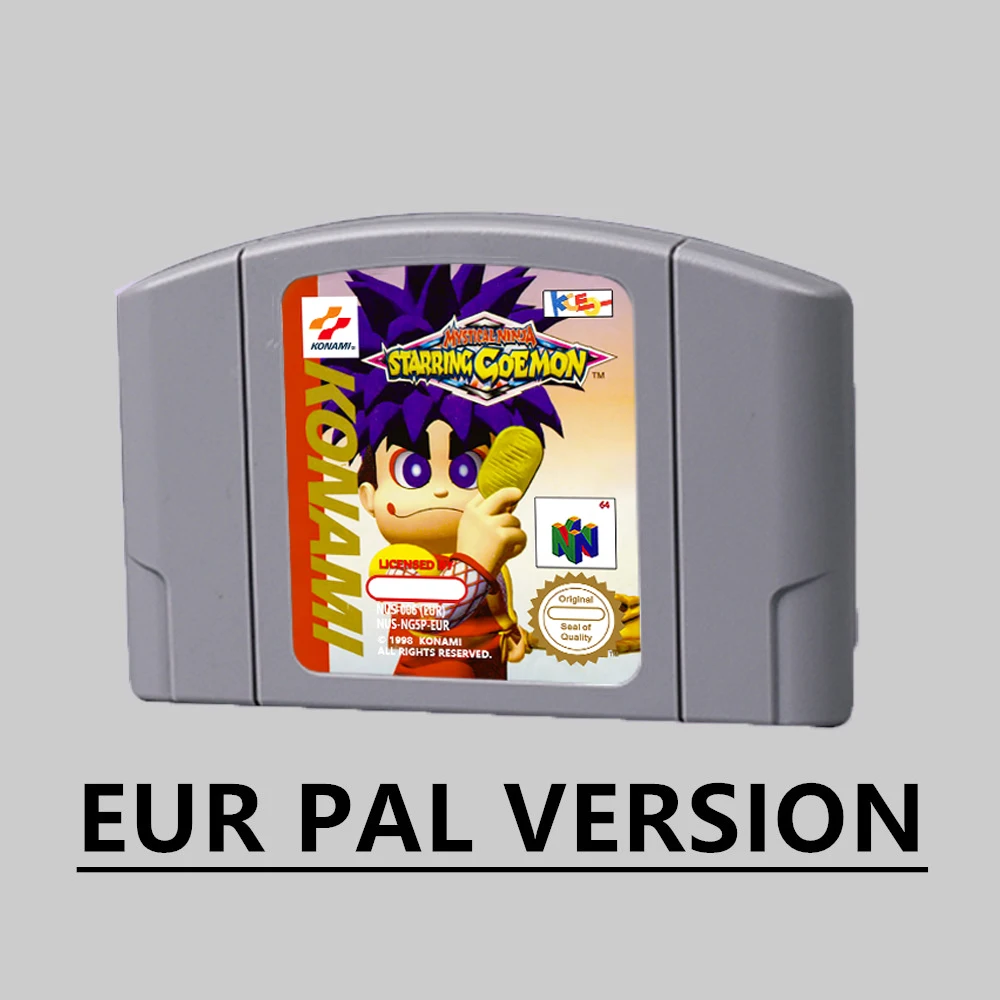 Mystical Ninja Starring Goemon for 64 Bit Game Cartridge N64 EUR Version PAL Format Card