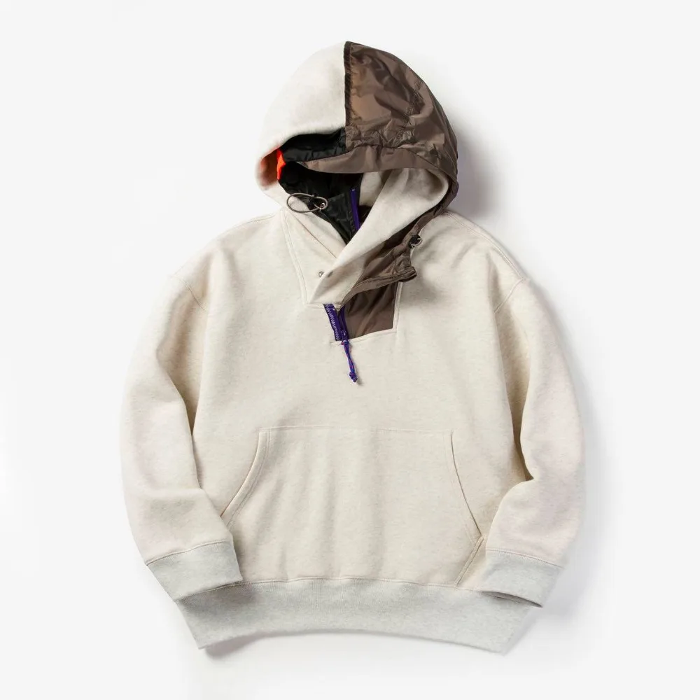 

KOLOR Japanese Asymmetric Splicing Hooded Sweatshirts Runyi Abe Loose Trendy Hoodies for Men's and Women's 22aw