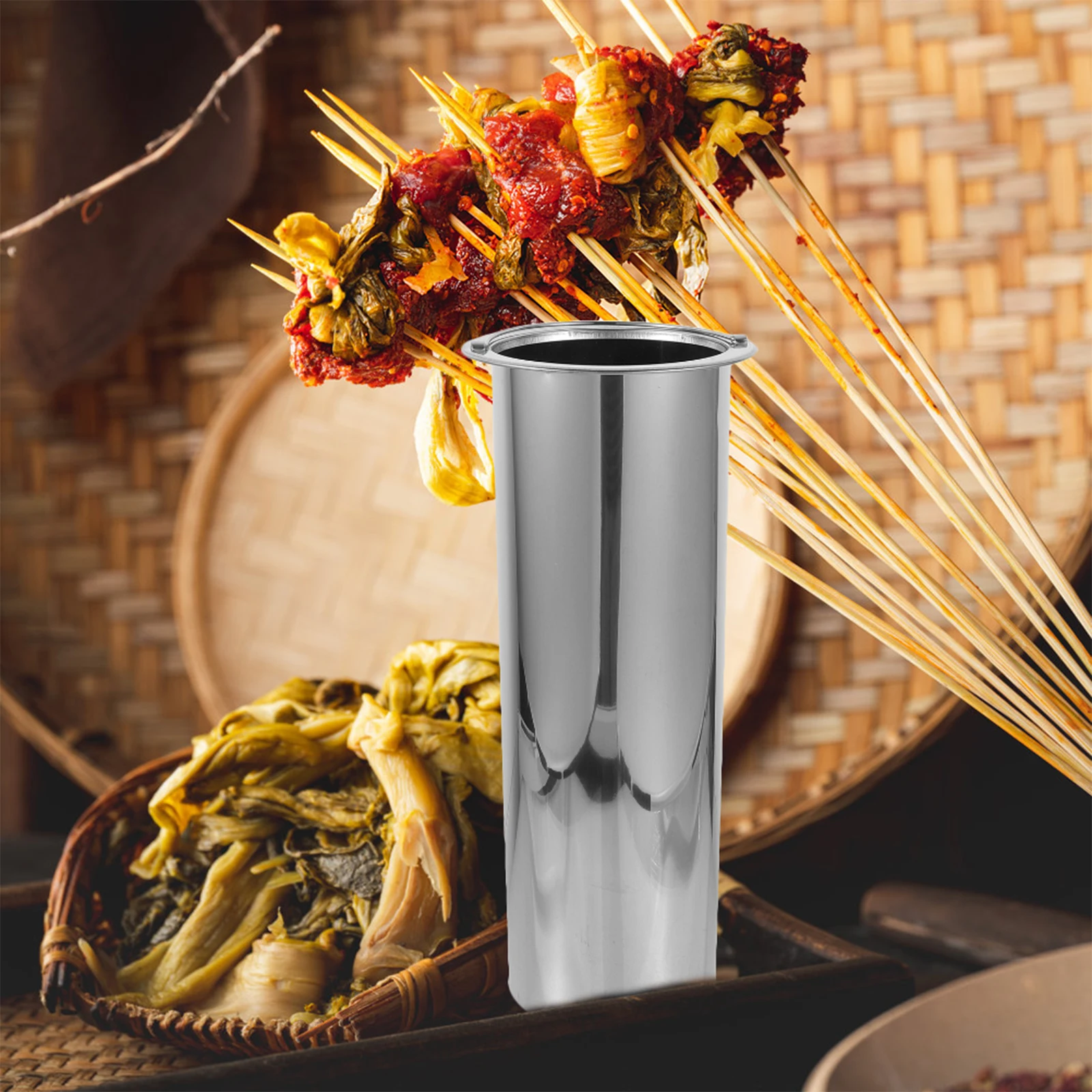 

Skewers Bucket Stainless Steel Lightweight Barbecue Stick Holder Chopstick Container Metal Grill Fork Holder Portable Bbq Bucket