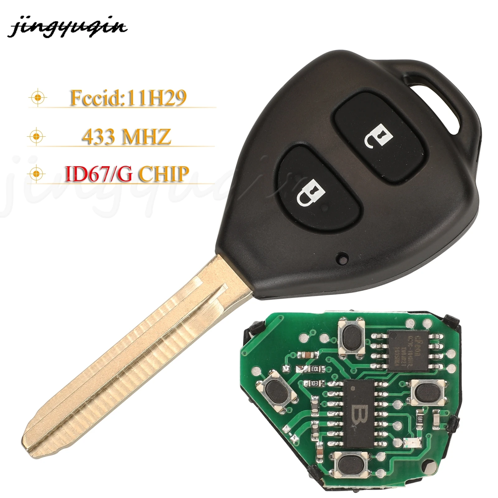 

Jingyuqin 2 кнопки умный дистанционный автомобильный брелок 433 МГц ID67/G чип 11H29 для Toyota RAV4 Corolla Europe 2006-2010