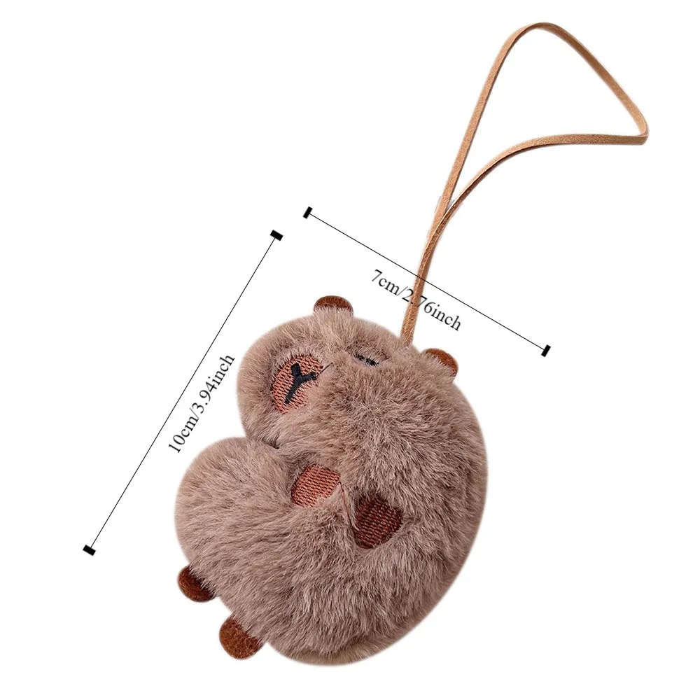 Cute Plush Capybara Keychain Fluffty Animal Doll Bag Pendant Capybara Doll Brooch Cartoon Key Ring Pendant Bag Accessories