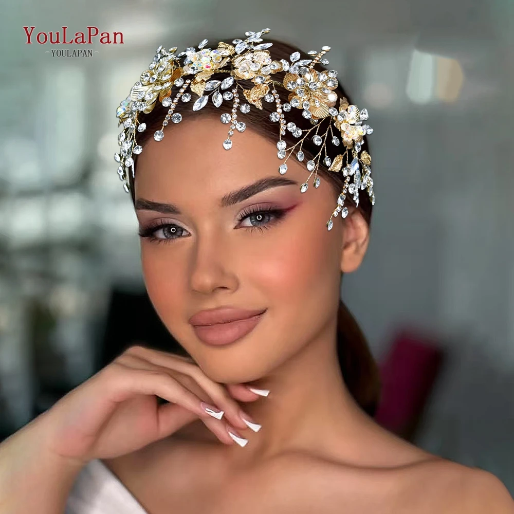 

YouLaPan Shining Rhinestone Headband Wedding Bridal Headpiece Alloy Flower Hair Accessories Party Headdress Women Headwear HP918