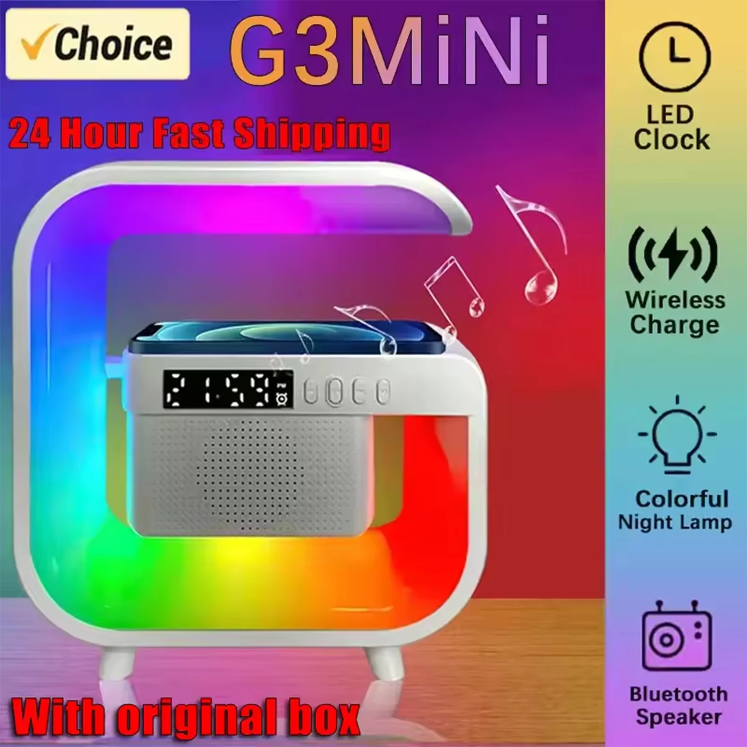 

25 New Multifunctional Bluetooth Speaker For Xiaomi With RGB Desk Light And Alarm Clock And Colored Night Light Wireles Charger