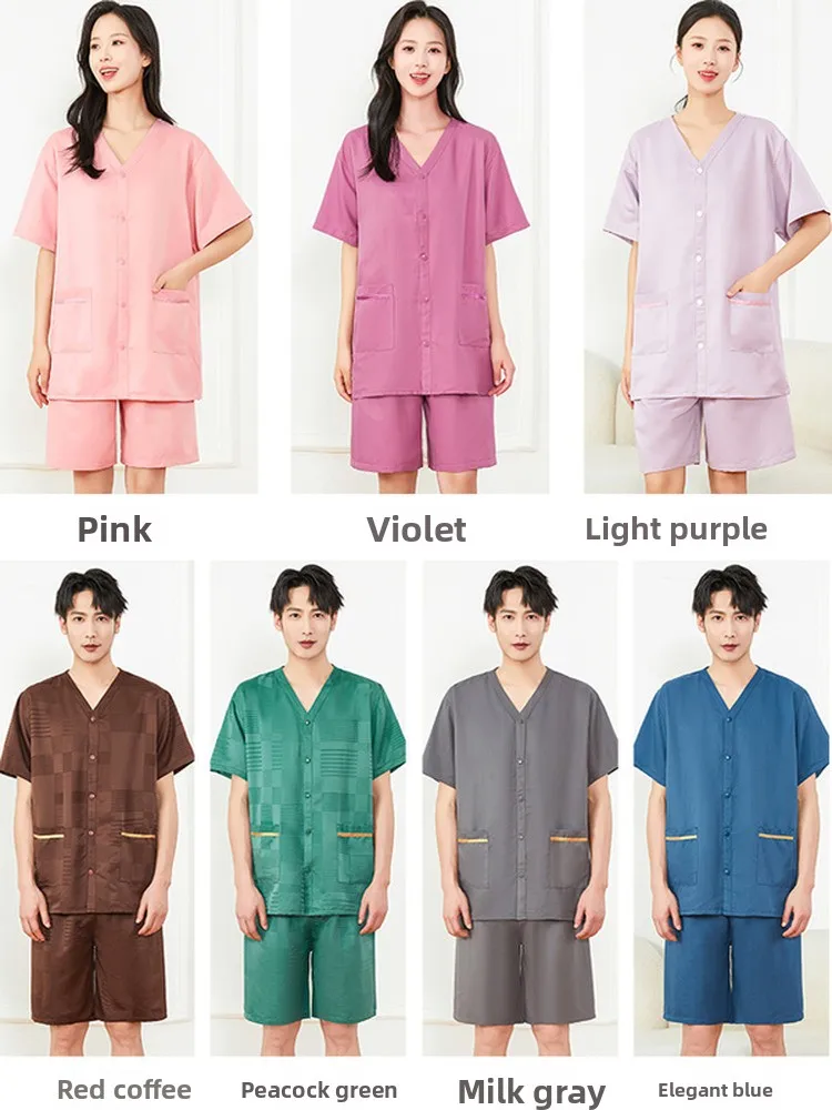 Therapeutic Back Open Massage Robe Acupuncture Herbal Medicine Scrubbing Beauty Salon Spa Polyester Fabric Recovery Clothing