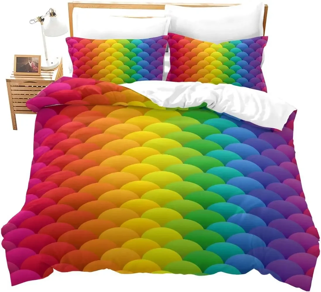 الدوبامين قوس قزح شريط ثلاثية الأبعاد غطاء لحاف مطبوع ملون مطبوعة الفراش ضوء فاخر 3 قطعة مجموعة مع 2 سادات لا لحاف