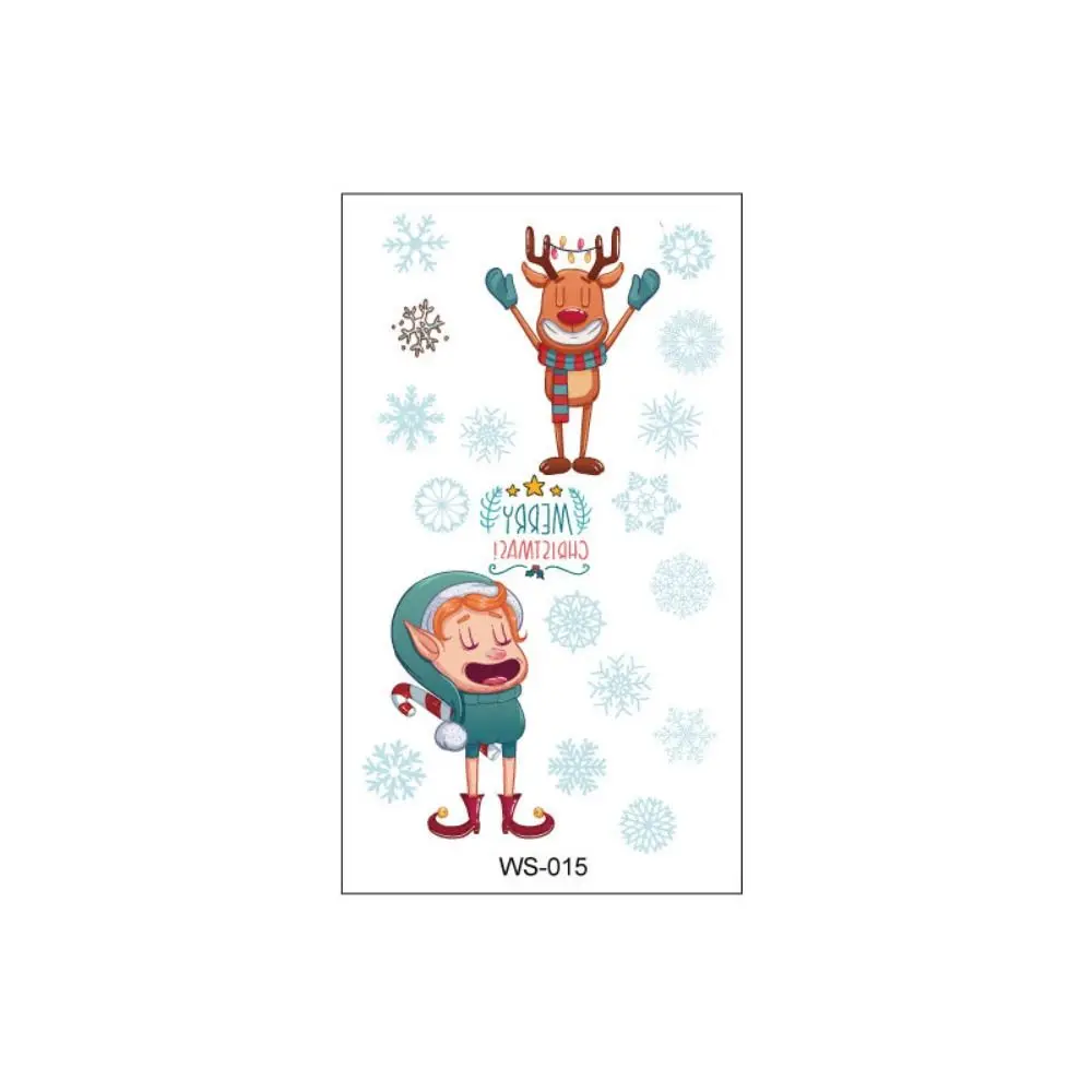 30sheets Elk Candle Tattoo Stickers Snowman Waterproof Christmas Disposable Tattoos Face Makeup Cartoon Santa Claus Stickers