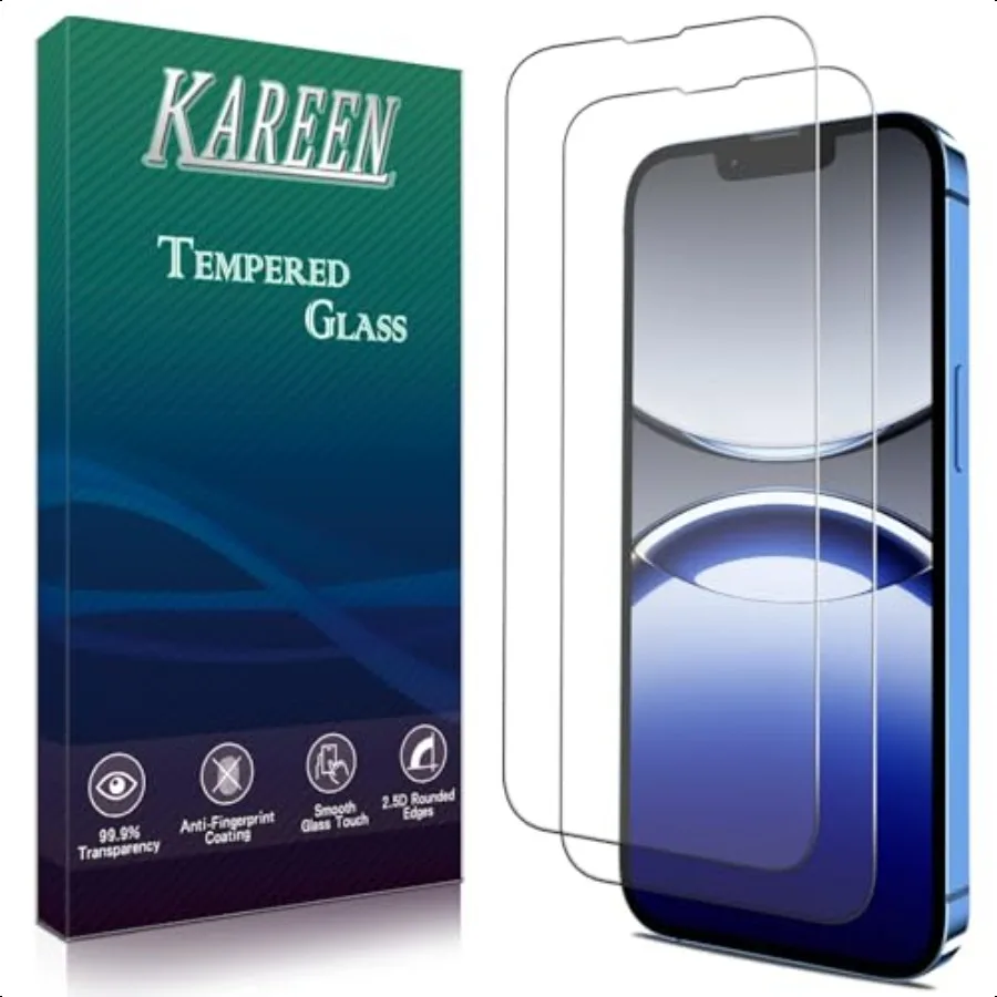 KAREEN Confezione da 2 pellicole protettive per iPhone 16e Pellicola in vetro temperato da 6,1 pollici Custodia antigraffio senza bolle Amichevole Facile da installare