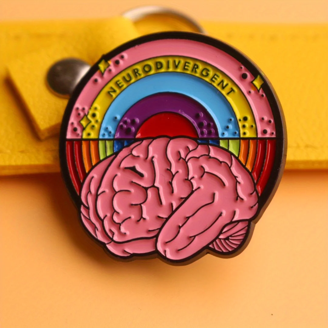 A quirky metal enamel brain pin, great for backpack and clothing decoration, a stylish gift for friends.