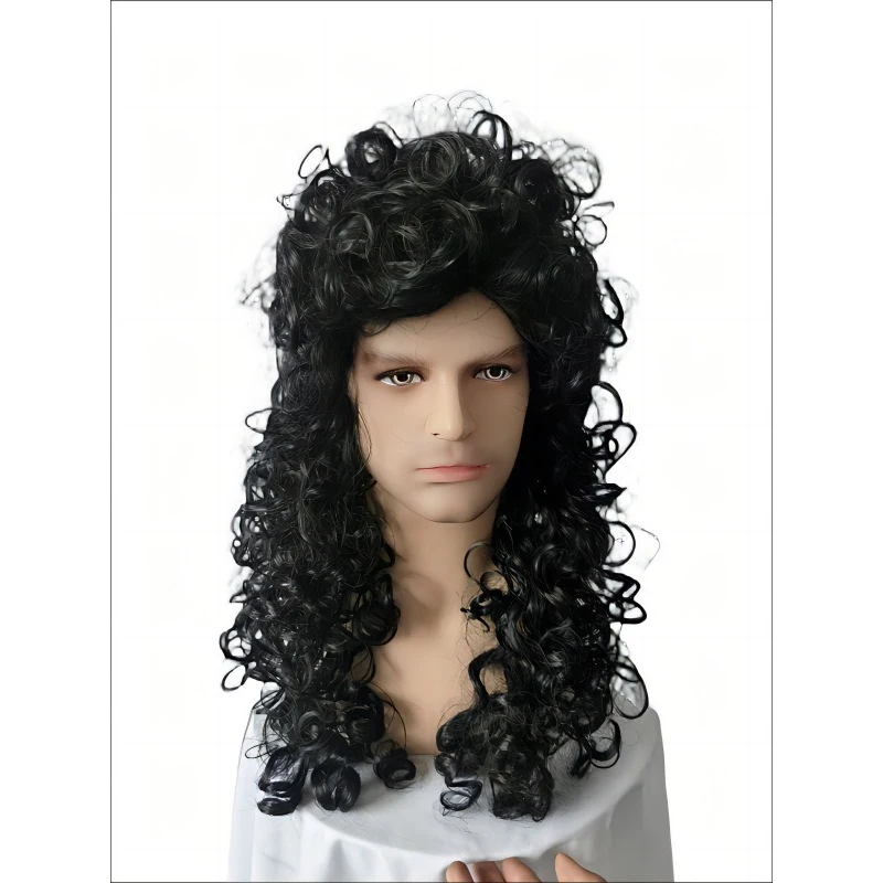Piratenkapitän Herrenperücke Cosplay Langes lockiges Haar Clown Schwarz Halloween Party Spielen Punk Rock Kopfbedeckung Kostüm Requisiten