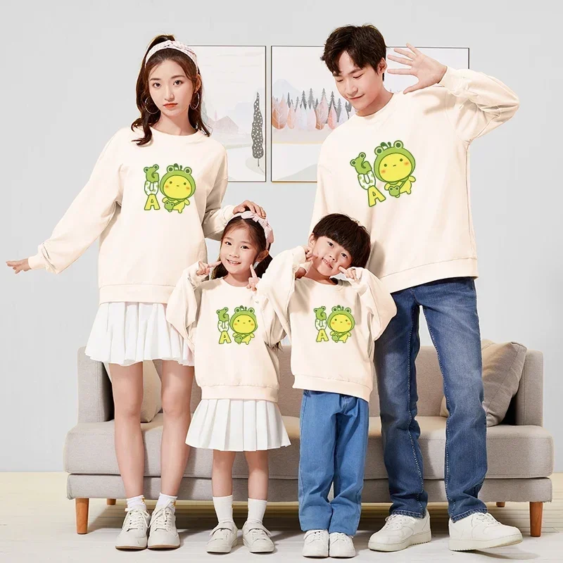 Christmas Cartoon Printing Shirts Autumn Mom Daughter Tops Matching Family Outfits Dad Son Sweatshirts Couple Clothes Pullovers