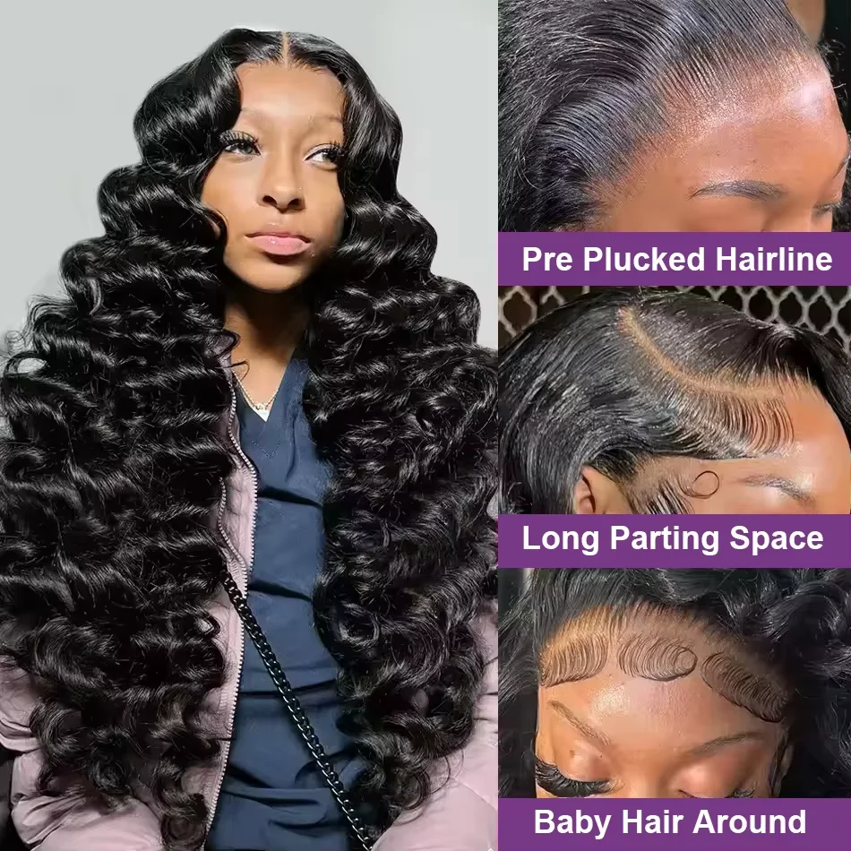IRoshion 200 Density Loose Wave HD 13x6 Lace Frontal Hair Human Wig 13x4 Curly Loose Deep Wave Lace Front Wigs 30 40 Inch