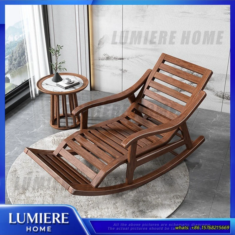 

Walnut Wood Rocking Chair for Adults Indoor Outdoor Balcony Living Room Lounge Chair Home Office Relaxation Furniture
