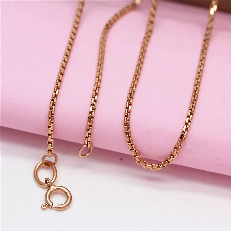 585 Purple Gold Box Chain Necklace Unique High Grade Plated 14K Rose Gold Clavicle Chain Party Jewelry Accessory Chain