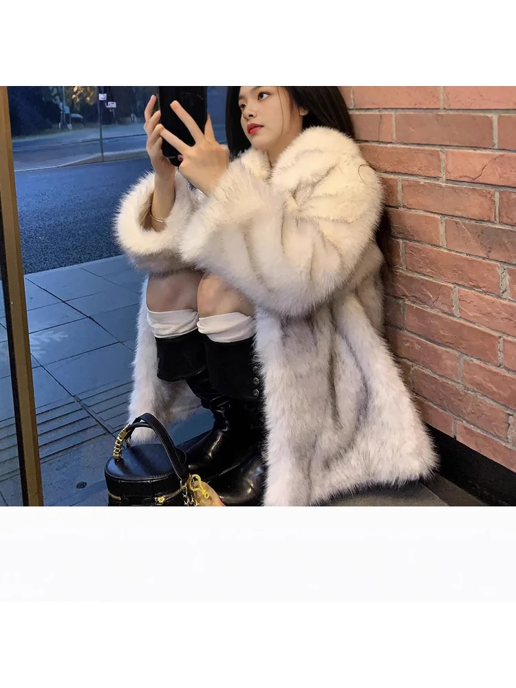 느슨한 부드러운 겨울 따뜻한 인공 모피 우아한 고귀한 클래식 유행 기질 숙녀 미니멀리스트 통근 데이트 겉옷