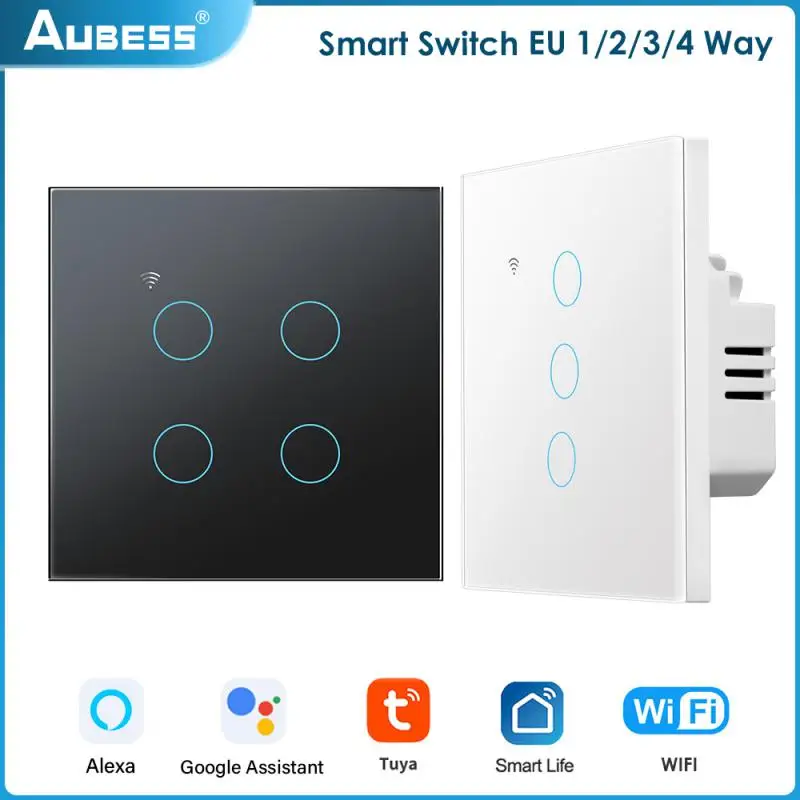 Tuya Wifi Smart Light Switch EU Touch Wall Panels 1/2/3/4Gang Smart Switch With Backlight Smart Home Support Alexa Google Home