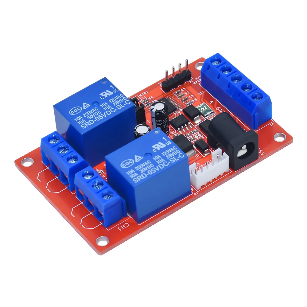 RS485 serial port control 2-channel relay module Single-chip microcomputer delay control single-byte /MODBUS RTU