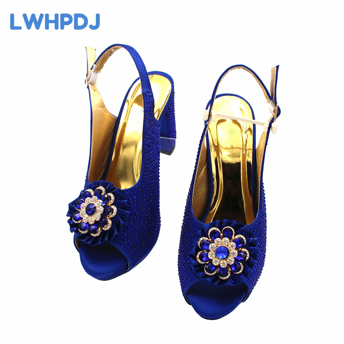 2024 New Arrival Super Heels Flower Design Ladies Shoes Matching Bag Set in Royal Blue For Luxury Women Party