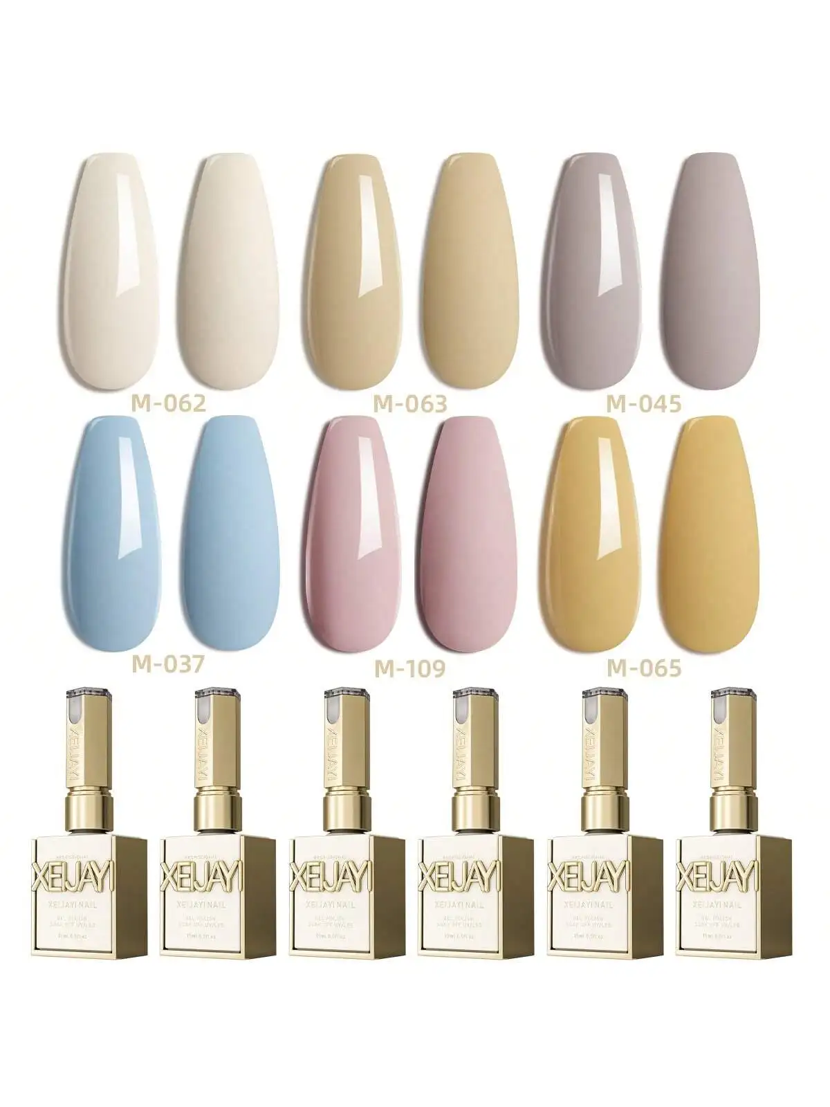 XEIJAYI 6종 핑크 누드 블루 네일 젤 폴리쉬 세트, 세미 퍼머넌트 네일 아트, UV LED 네일 살롱, DIY 네일 살롱 젤