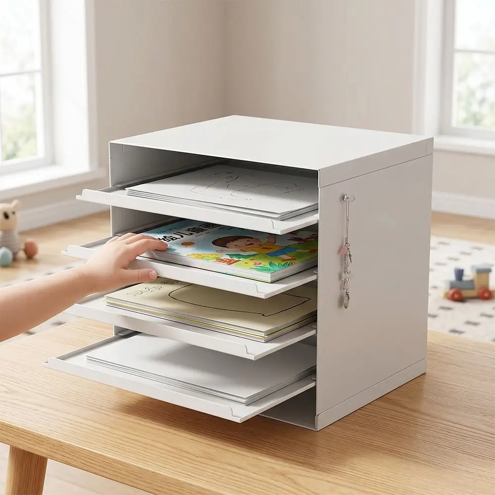 Modern Simple With Drawer Desk Organizer Web Cream Wind Letter Tray Pencil Holder A4 Paper Pull-out Storage Rack Student Dorm