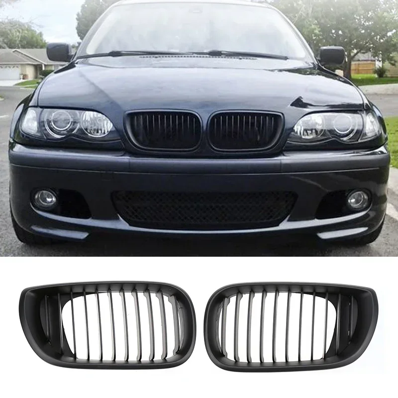 

Matte Black Racing Grills Front Kidney Double Slat Grill Grille for BMW E46 4 Door 4D 3 Series 2002-2005 Car Replacement Parts