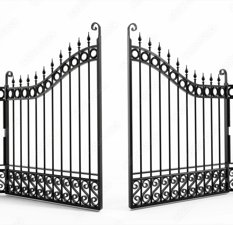 Custom Wrought Iron Driveway Gate Villa Revolving Door Special Design Metal Fence Door System Safety Steel Door